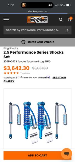 King Shocks 2.5 Performance Series Shocks Set