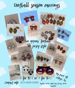 Custom football season earrings