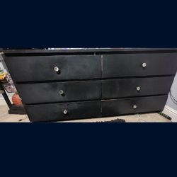 Black Solid 6drawer Wood Dresser 