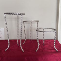 3 Silver Candle Holders