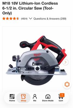 M18 18V Lithium-lon Cordless 6-1/2 in. Circular Saw (Tool-Only)