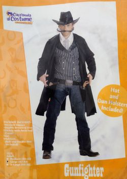 Men's Western Gunslinger Cowboy Halloween Costume with Hat & Holsters