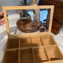 Tea Bag Organizer w/ Glass Top & Extra Drawer