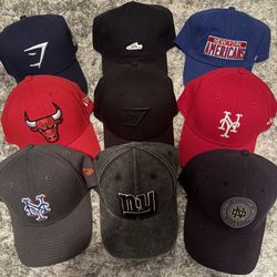 Like-New Dad Hats – Adidas , New Era, Gymshark, Mets, Bulls, Notre Dame, Giants