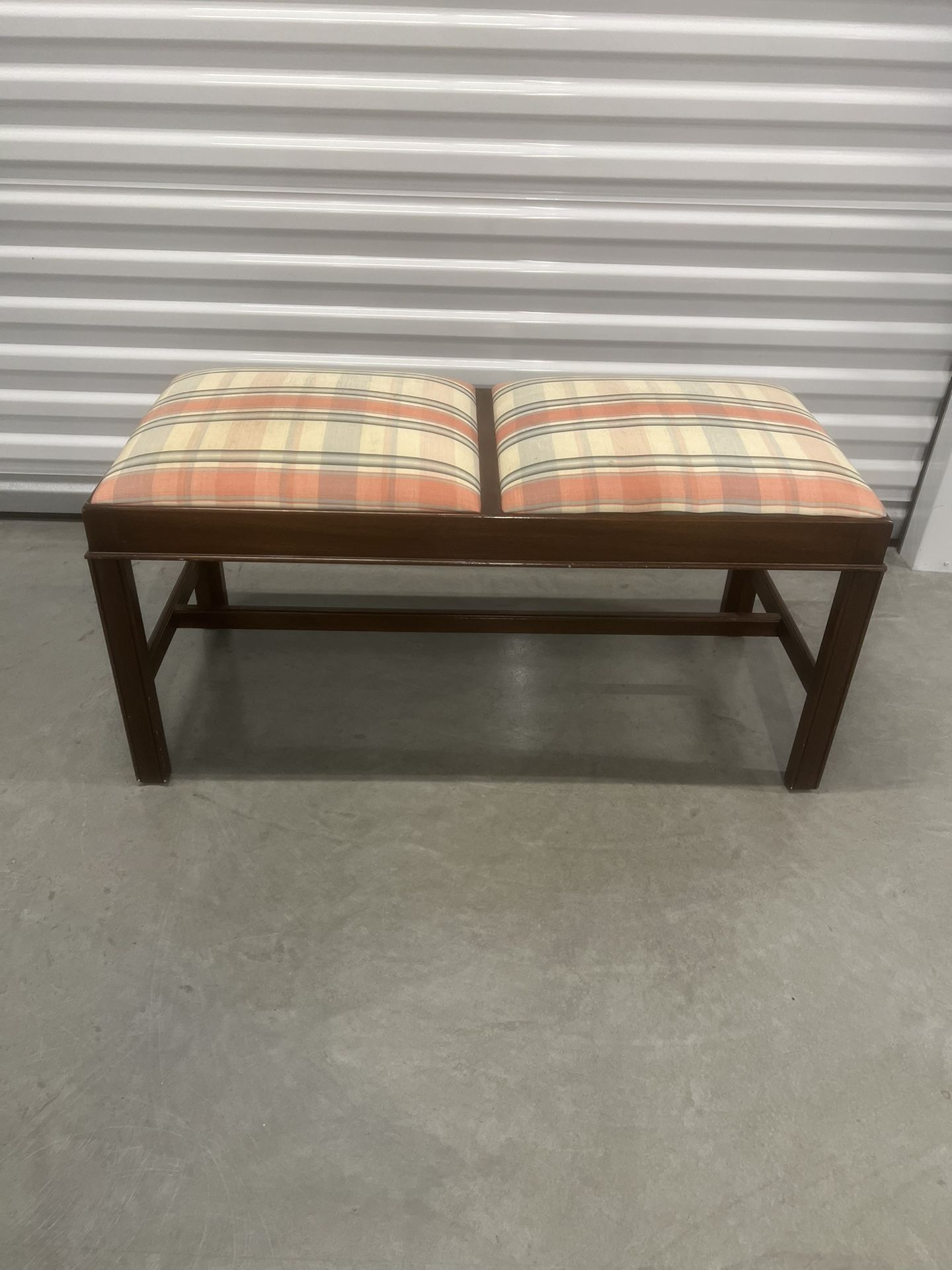 Henkel Harris Double Cushion Stool Bench Window Seat Mahogany Nice! Used in good condition with minor cosmetic blemishes. These blemishes are in the f