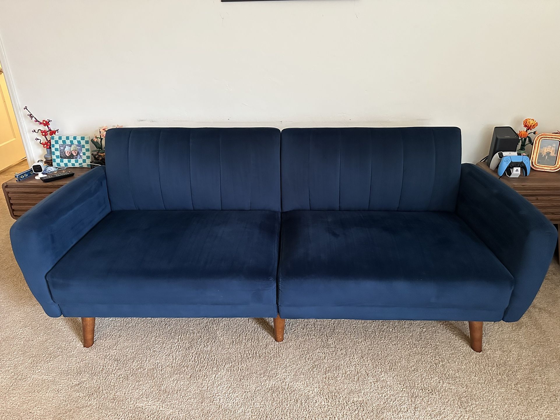 Mid Century Modern Blue Couch/Futon