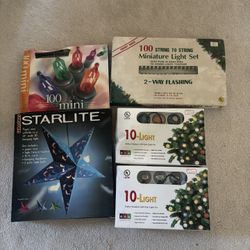 5pc Vintage Christmas String Lights, Star - Tested Working