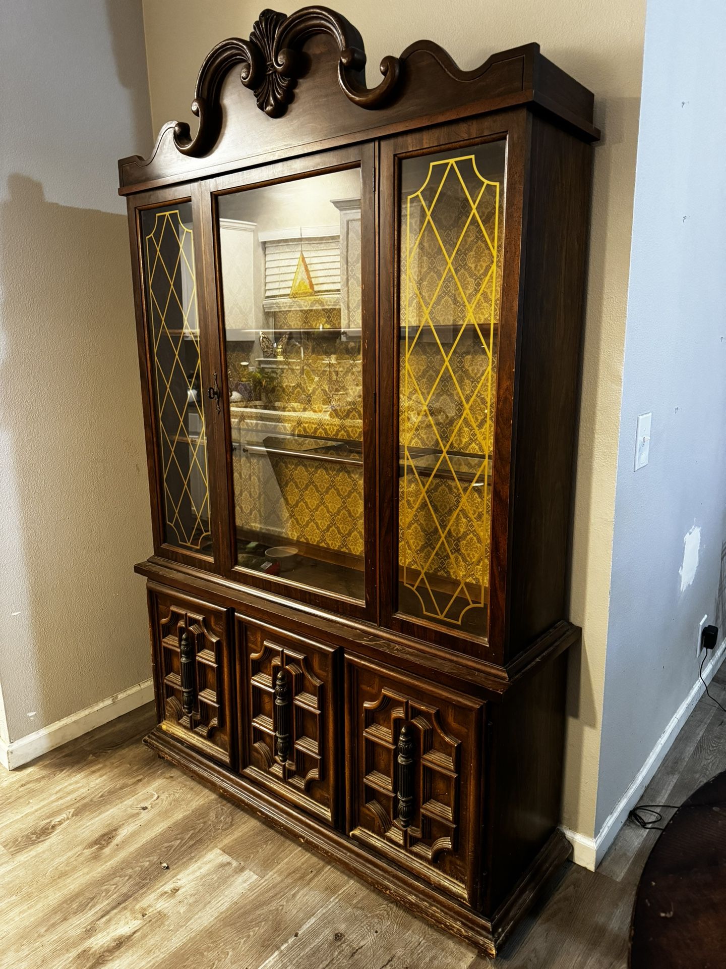 Mid Century Glass Hutch 