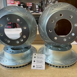 Silverado, Sierra 3500 HD 11-24 Front & Rear Drill Slot Rotors Ceramic Pads