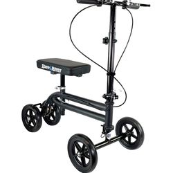 KneeRover Economy Knee Scooter Steerable Knee Walker Crutch Alternative With DUAL BRAKING SYSTEM In Matte Black