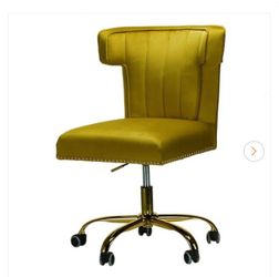 Mustard Velvet Adjustable Office Chair