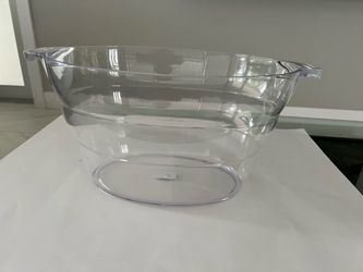 Prodyne Acrylic Oval Party Tub - Clear Beverage Cooler w/Handles, Wine Cooler, Beer Chiller, Ideal Party Tubs for Drinks, Use Ice Tub for Indoor or Ou