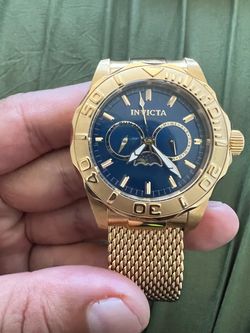 Invicta Gold-Tone Watch with Blue Dial