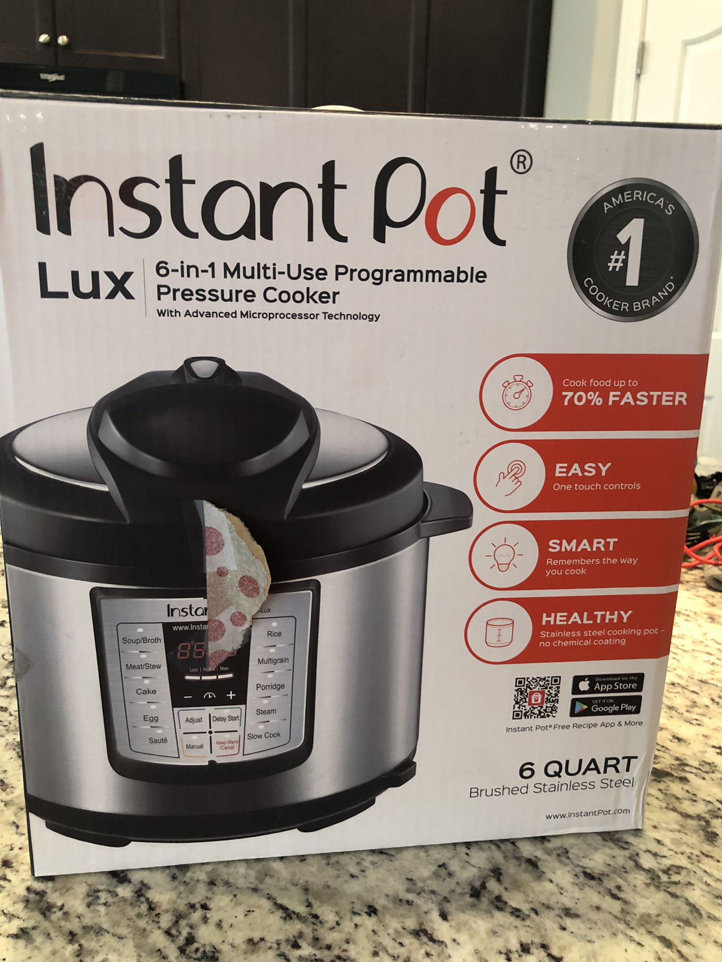 Instant Pot LUX60 V3 6 Qt 6-in-1 Muti-Use Programmable Pressure Cooker, Silver