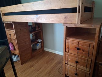 Wooden bunk bed with drawers