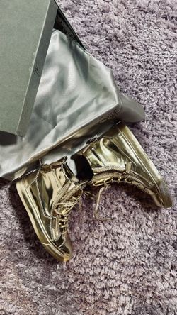 New Giuseppe Zanotti Metallic Gold Mirror Leather High Top