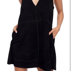 Faux suede black dress