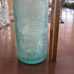 1892 Greenish Old Bottle 11 1/2” Tall