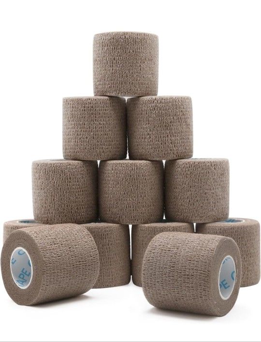 Self-Adherent Cohesive Wrap Bandages, 2 Inch x 5 Yards, Beige, 24 Pack (Black, 2 Inches X 5 Yards) Available In Brown,Black And Tan