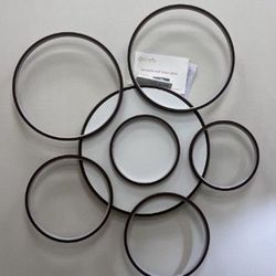 Modern 7-Ring LED Flush Mount Ceiling Light – Black, Dimmable, Remote Control,
130W (31.8")