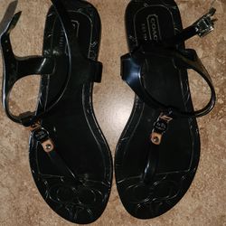 COACH Piccadilly Jelly Flip Flop Thong Buckle T Strap Flat Sandal USA 5B

