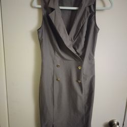 Fitted Medium Gray Sleeveless Dress Size Small