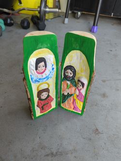 Handcarved Hand Painted Peruvian Scene