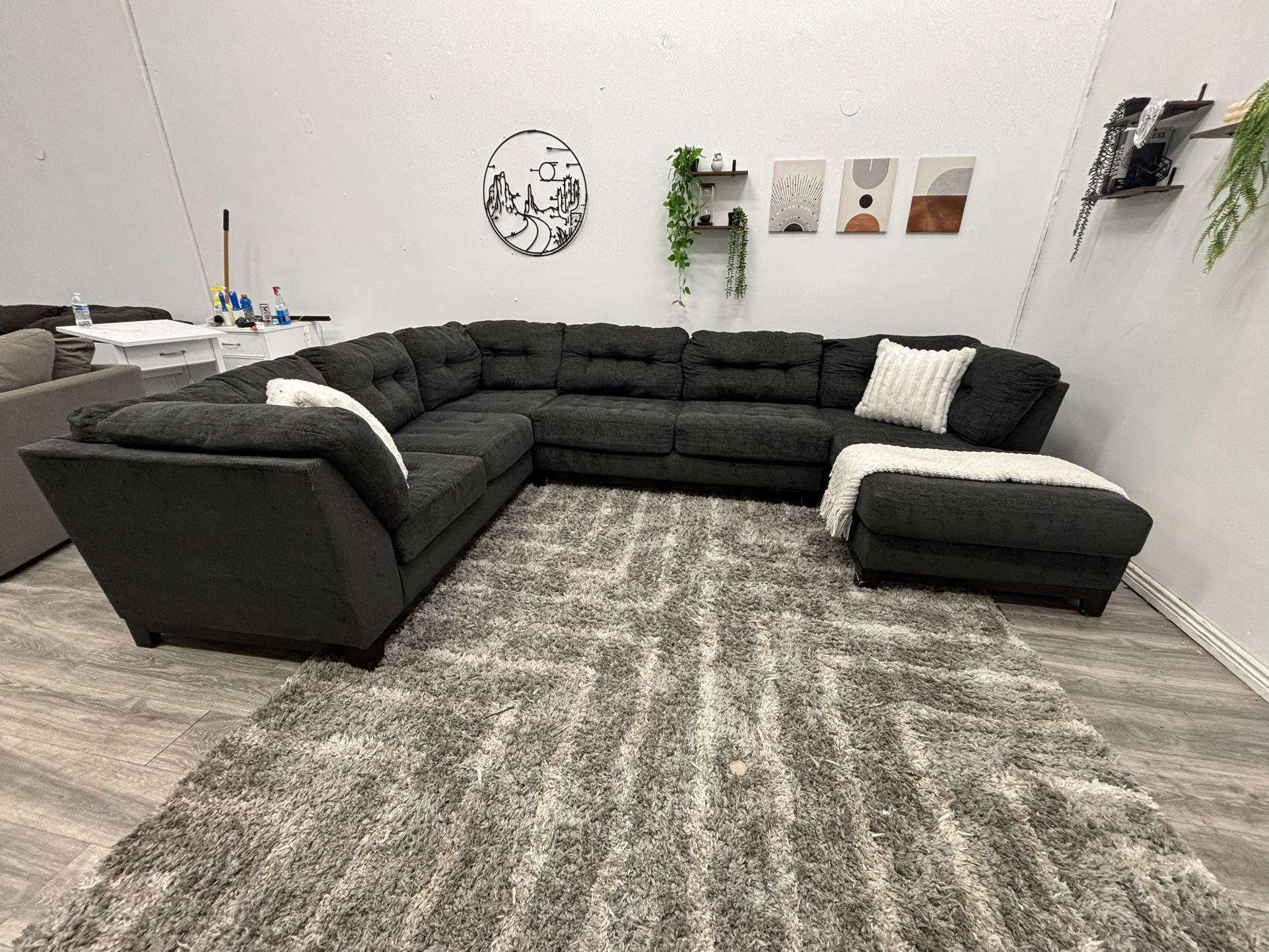 Black Sectional Couch - Free Delivery