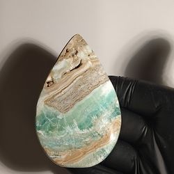 Blue Aragonite Stone Flame Sculpture 