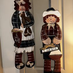 Raggedy Ann And Andy Vintage Wood Wall Decorations 