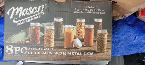 Mason 8 Piece 3oz Glass Spice Jars With Metal Lids 