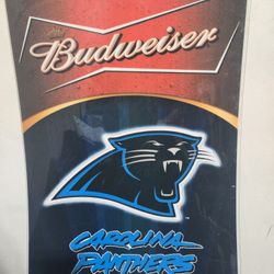 2007 RARE COLLECTIBLE LIKE NEW CAROLINA PANTHERS & ANHEUSER BUSCH BUDWEISER ACRYLIC COVERED WALL ART