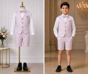 Boys Formal 2 pieces Suit Set with Vest and Shorts
