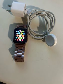 Apple Watch with Metal Band and Charger