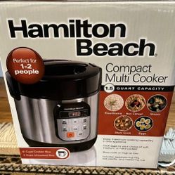 Hamilton Beach  Compact Multi Cooker, For 1 -2 Person, New ,firm
