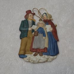Vintage Porcelain Christmas Carolers Hanging Ornament 1980's