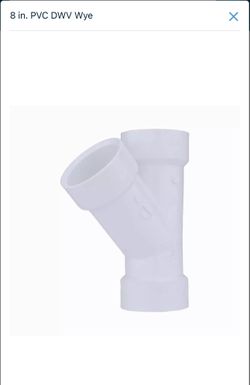 8 Inch PVC DWV Wye New