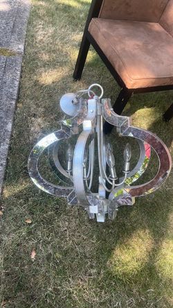 Silver/mirror antiqued chandelier Aprox 20”x 18”