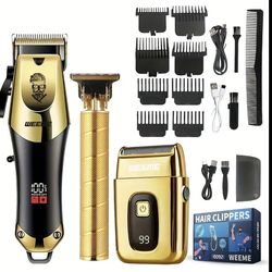 Brand New-3-Piece Professional Men's Blonde Hair Clipper & Trimmer Set