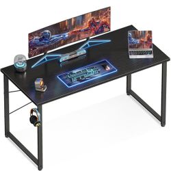 ODK 47.2 Inches Computer Desk for Home Office, Office Table for Small Spaces, Writing Desk with Headphone Hooks, Black