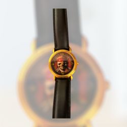 Disney Pirates Of The Caribbean Leather Skull Watch