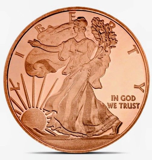 1 oz Cupper Round "Walking Liberty" .999 Pure Cupper Free Shipping