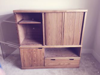 Antique solid wood tv stand, organizer shelve