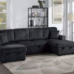Corduroy Sectional Sleeper With Storage
