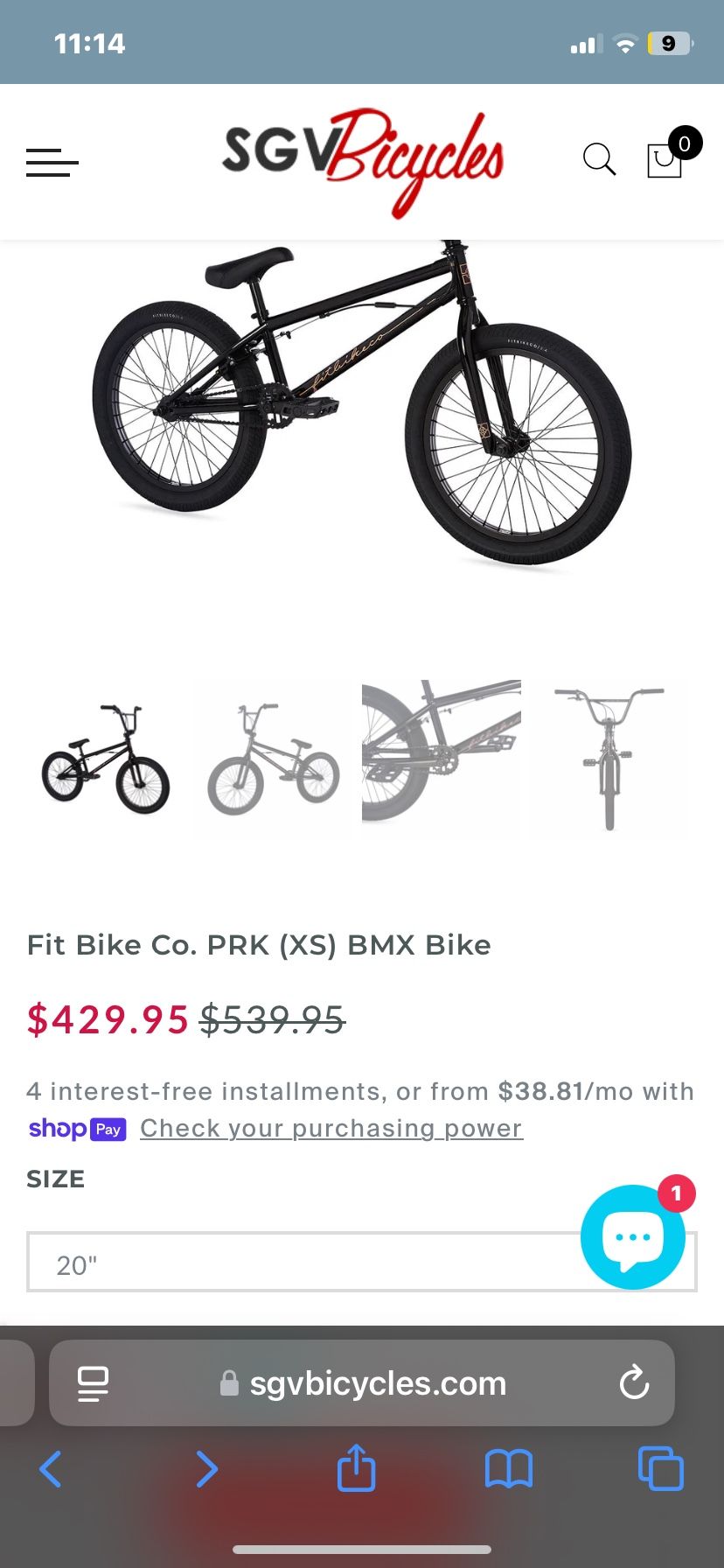 Fit Bike Co 20” Prk Bmx Bike