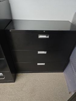 ​HON 3-Drawer Black Lateral File Cabinet - 42 Wide