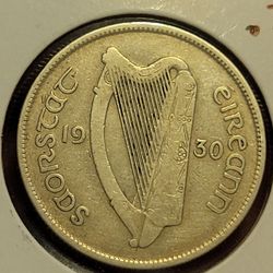 🇮🇪Low Mintage 1930 Ireland EIRE Florin Silver Coin Scarce