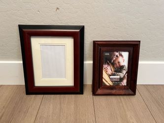 TWO Solid Wood Brown Picture Frames - 8x10 Matted 4x6 Frame and 5x7 Wood Frame