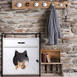 Cat House & Side Table -Home Decorative Cat Home Nightstand - Indoor Pet Crate - Litter Box Enclosure - Funiture Hidden Pet Box - Cats Furniture Cabin