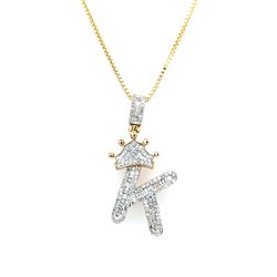 10K Crown Initial 'K' with 5/8 CTW and Box Chain